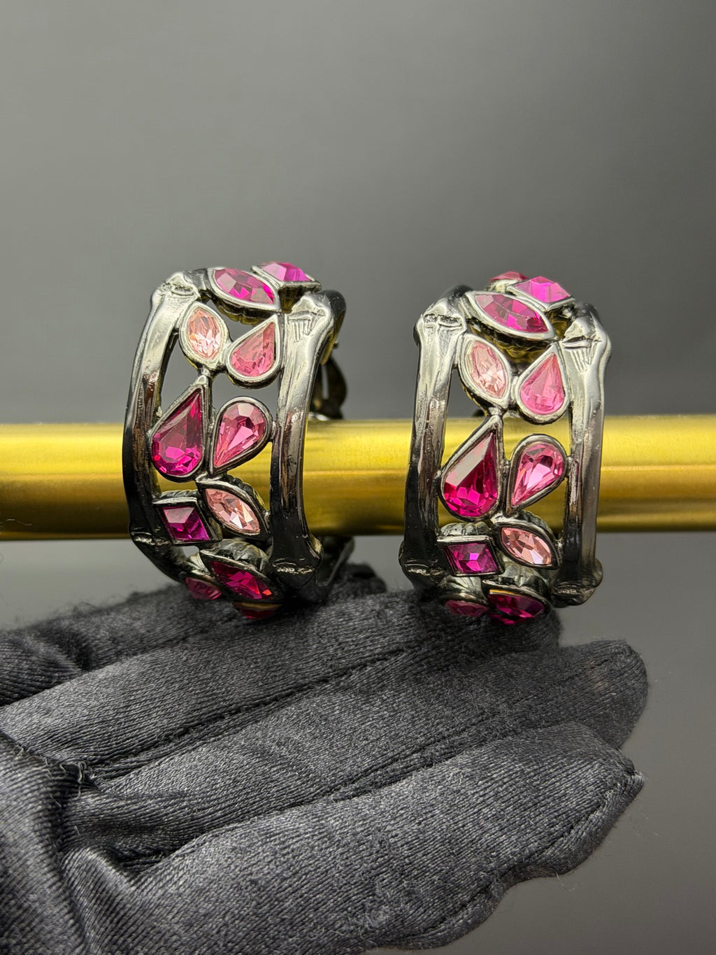 YSL Rhinestone Clip-On Earrings