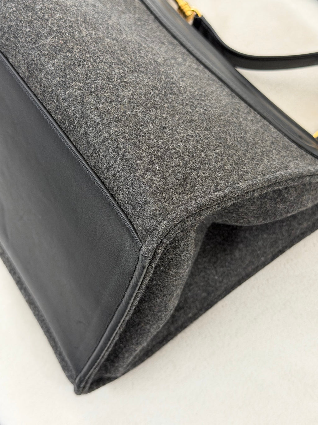 Celine 2011 Black/Canvas Medium Trapeze Top Handle Bag