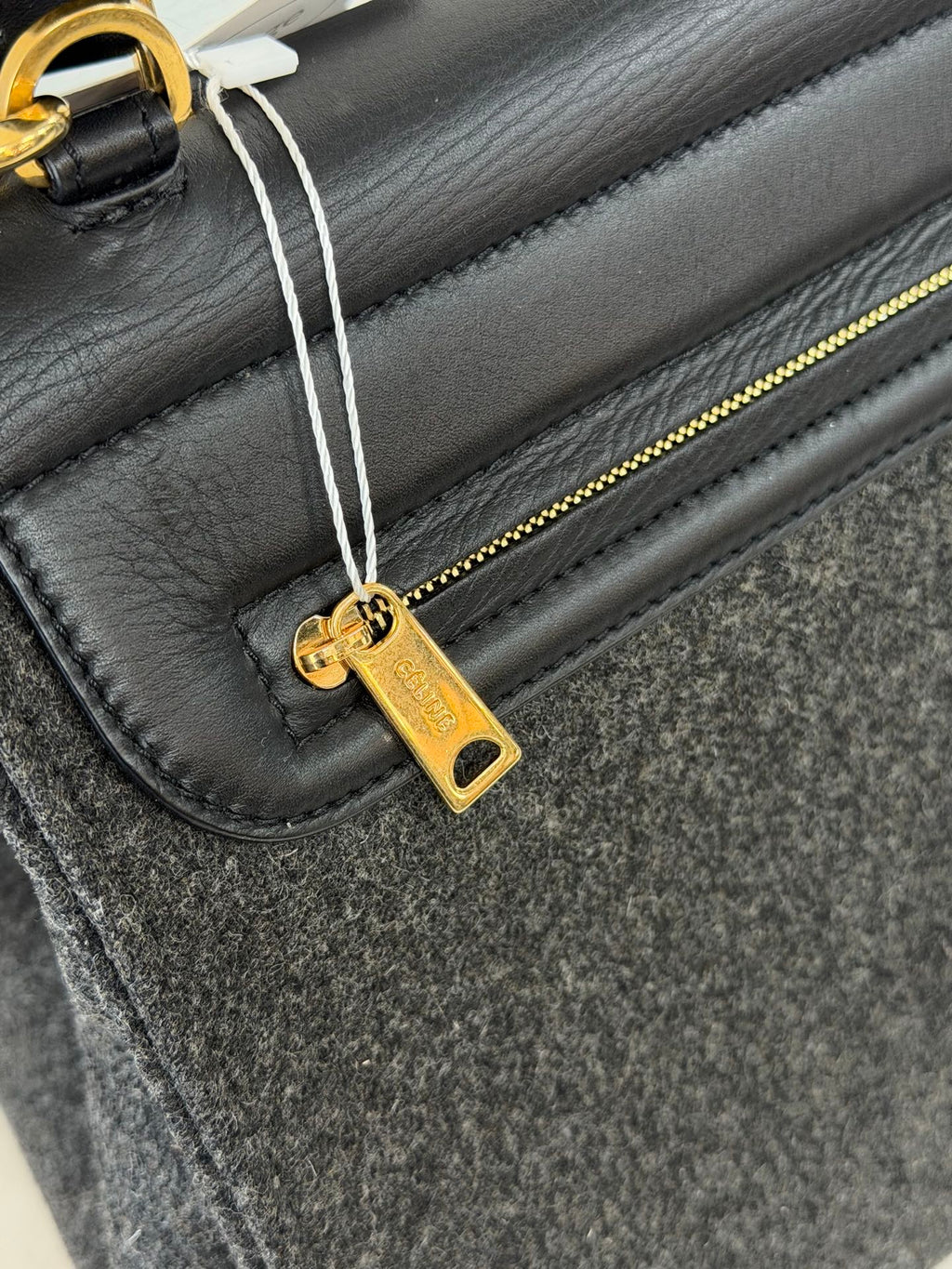 Celine 2011 Black/Canvas Medium Trapeze Top Handle Bag