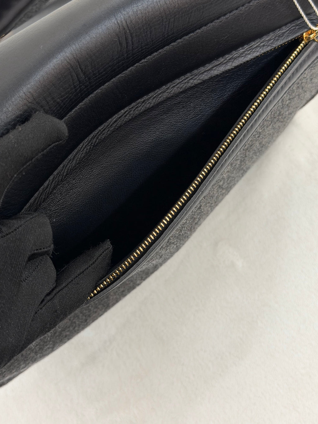 Celine 2011 Black/Canvas Medium Trapeze Top Handle Bag