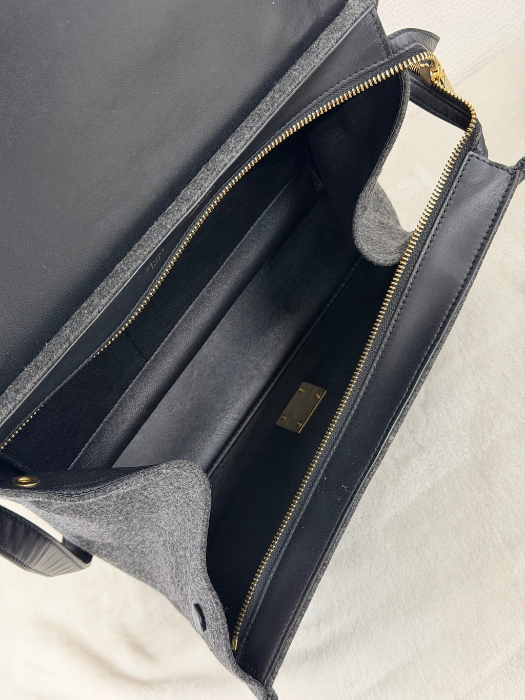 Celine 2011 Black/Canvas Medium Trapeze Top Handle Bag