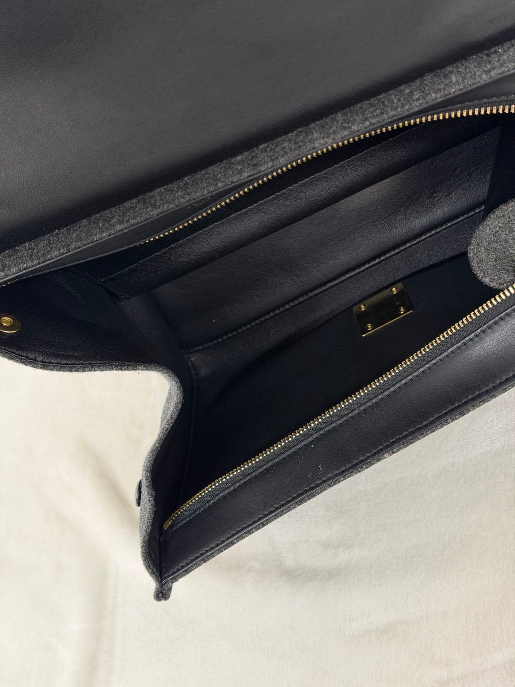 Celine 2011 Black/Canvas Medium Trapeze Top Handle Bag