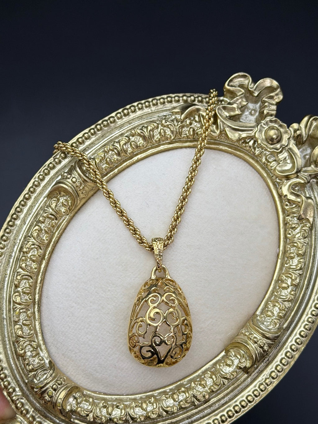 Yves Saint Laurent Vintage Gold Plated Baroque Pattern Necklace