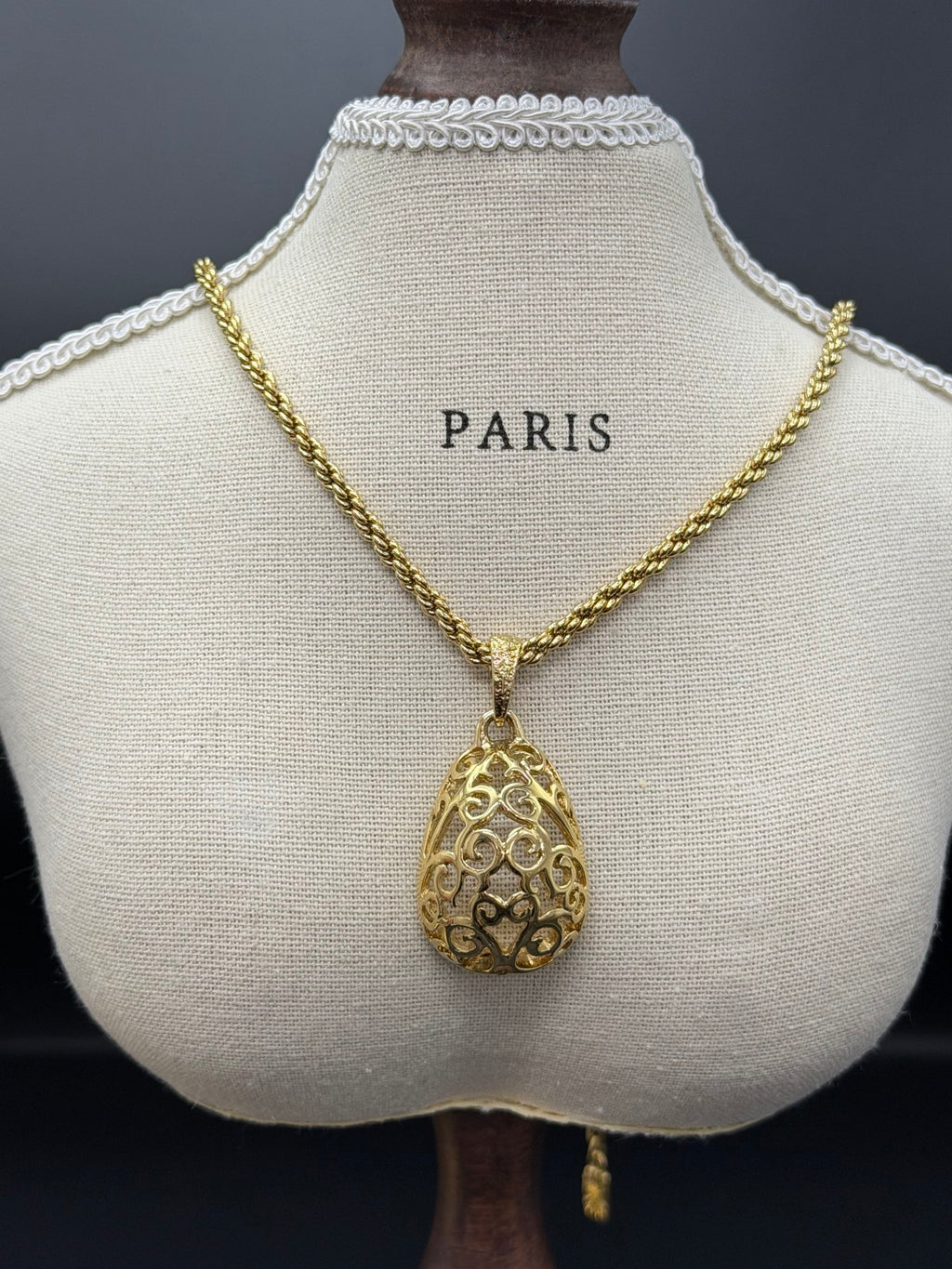 Yves Saint Laurent Vintage Gold Plated Baroque Pattern Necklace