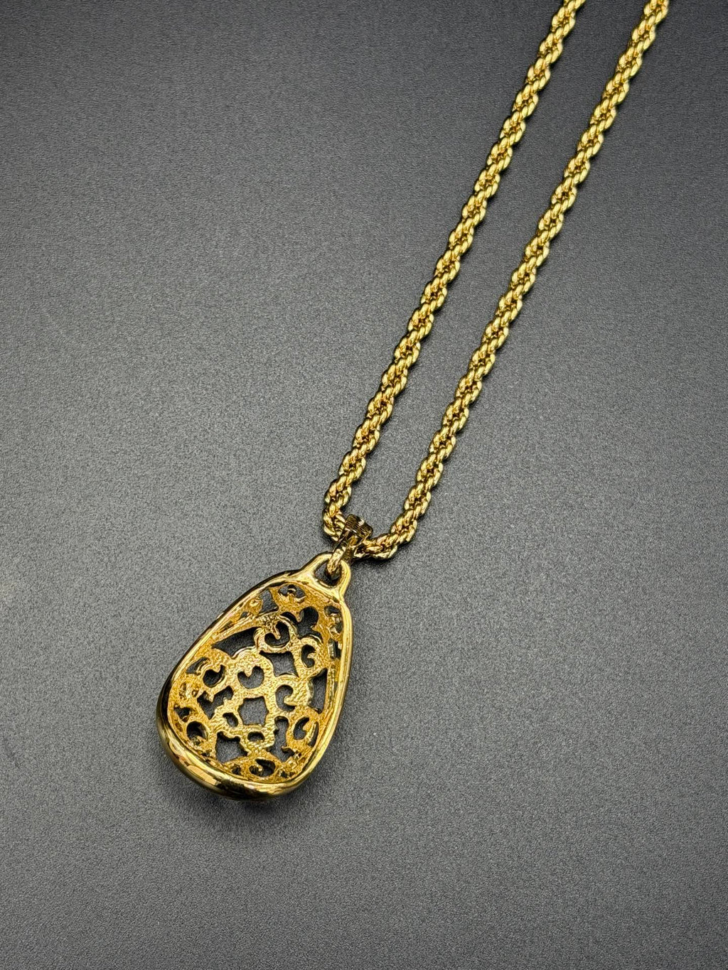 Yves Saint Laurent Vintage Gold Plated Baroque Pattern Necklace