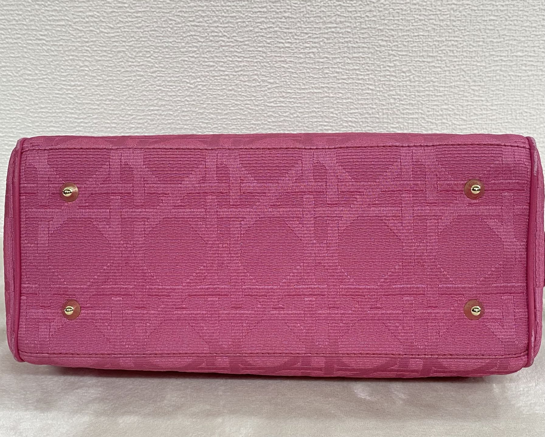 CHRISTIAN DIOR Pink Canvas Cannage Lady Dior Canvas Large Hand Bag