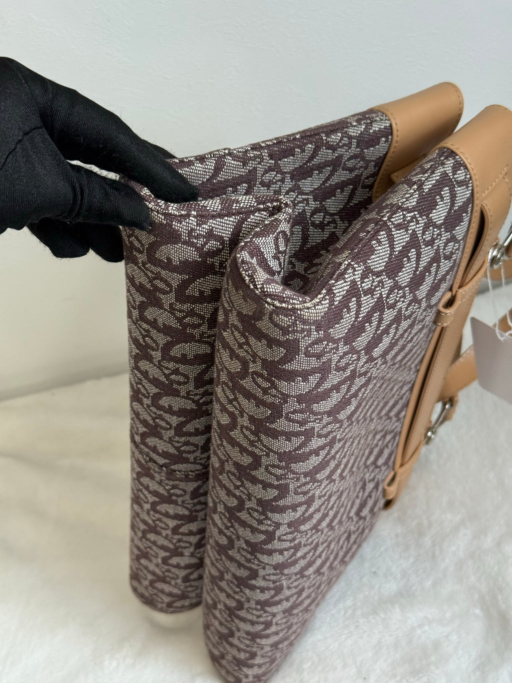 Christian Dior Vintage Trotter Double Pocket Tote in Brown, Fabric