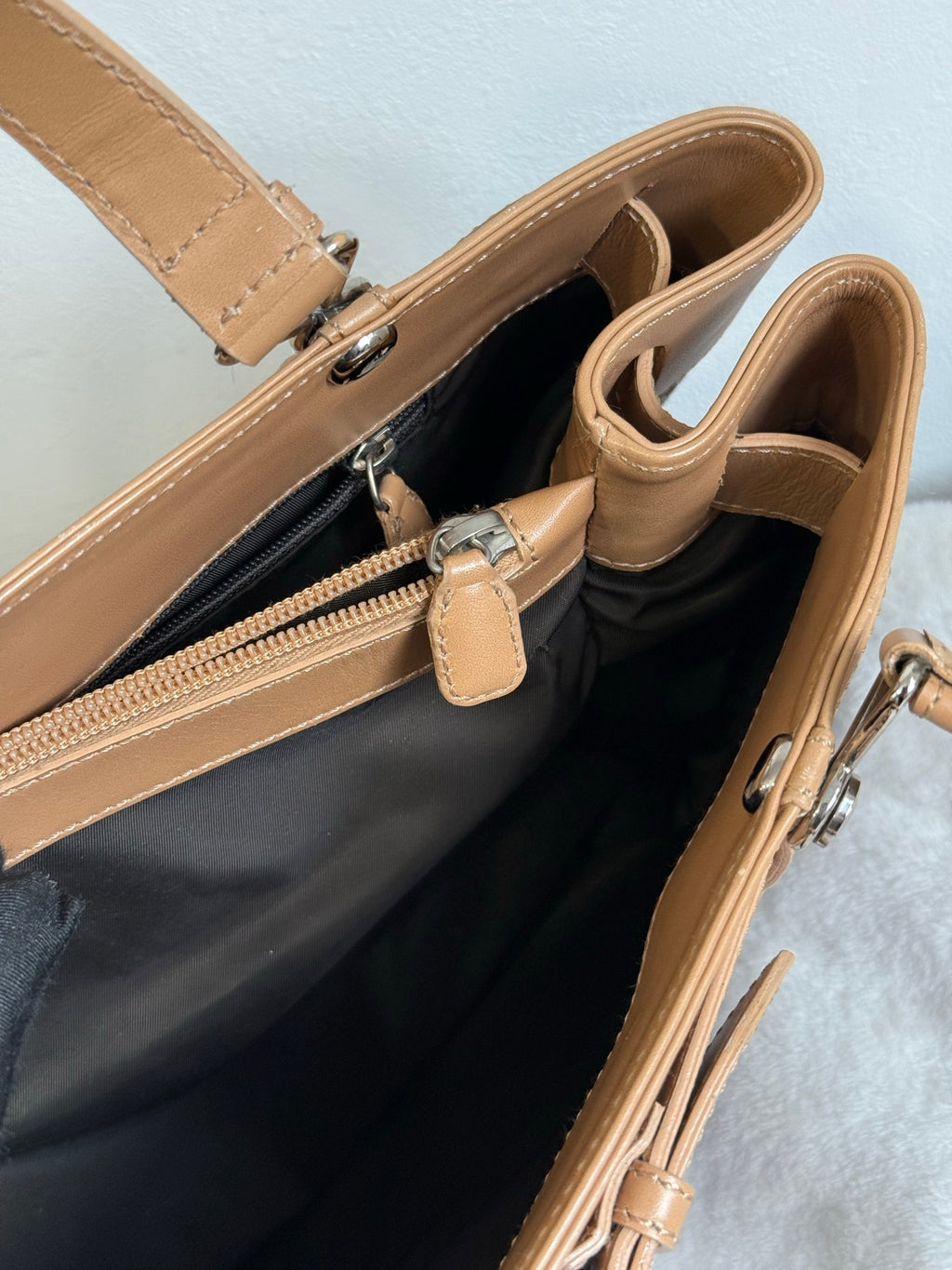 Christian Dior Vintage Trotter Double Pocket Tote in Brown, Fabric
