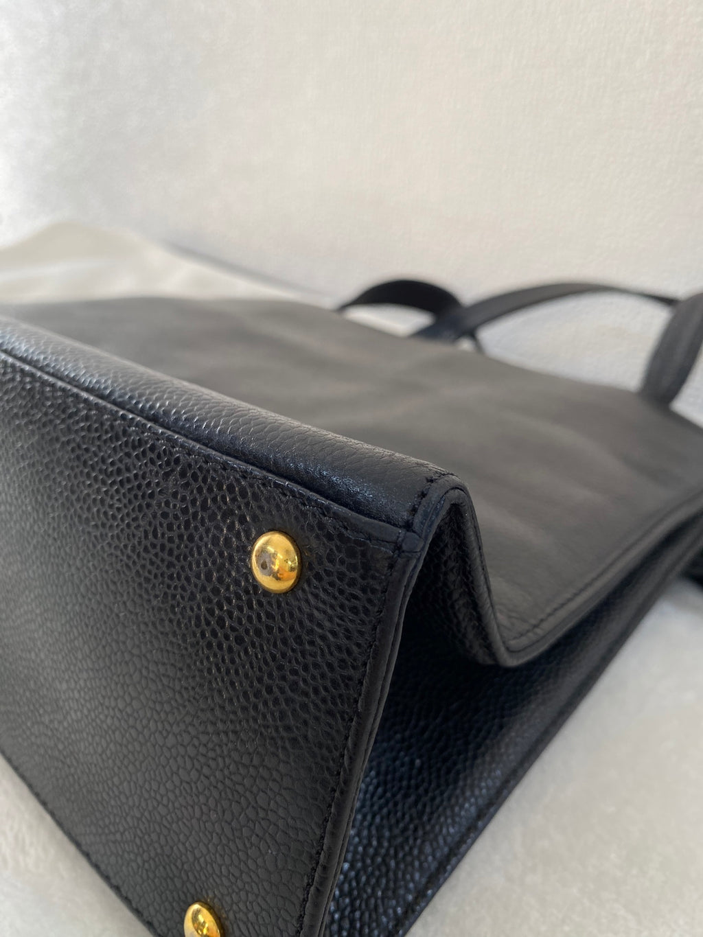 Vintage Chanel Black Caviar Skin Black Tote Bag, A5 Size