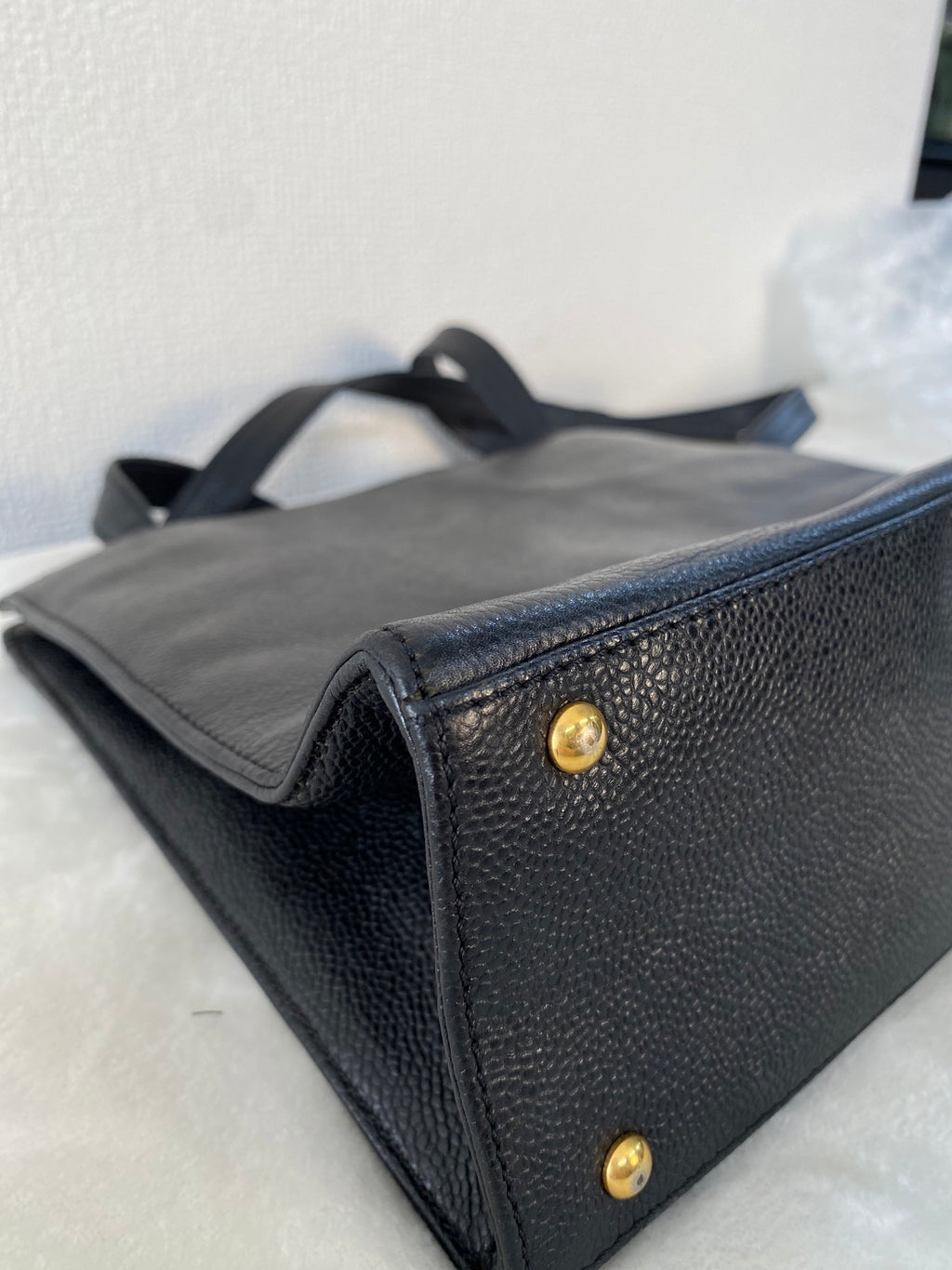 Vintage Chanel Black Caviar Skin Black Tote Bag, A5 Size