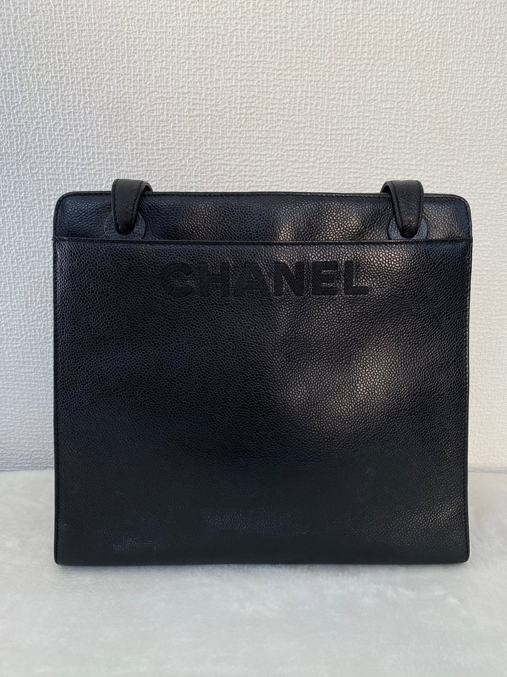 Vintage Chanel Black Caviar Skin Black Tote Bag, A5 Size