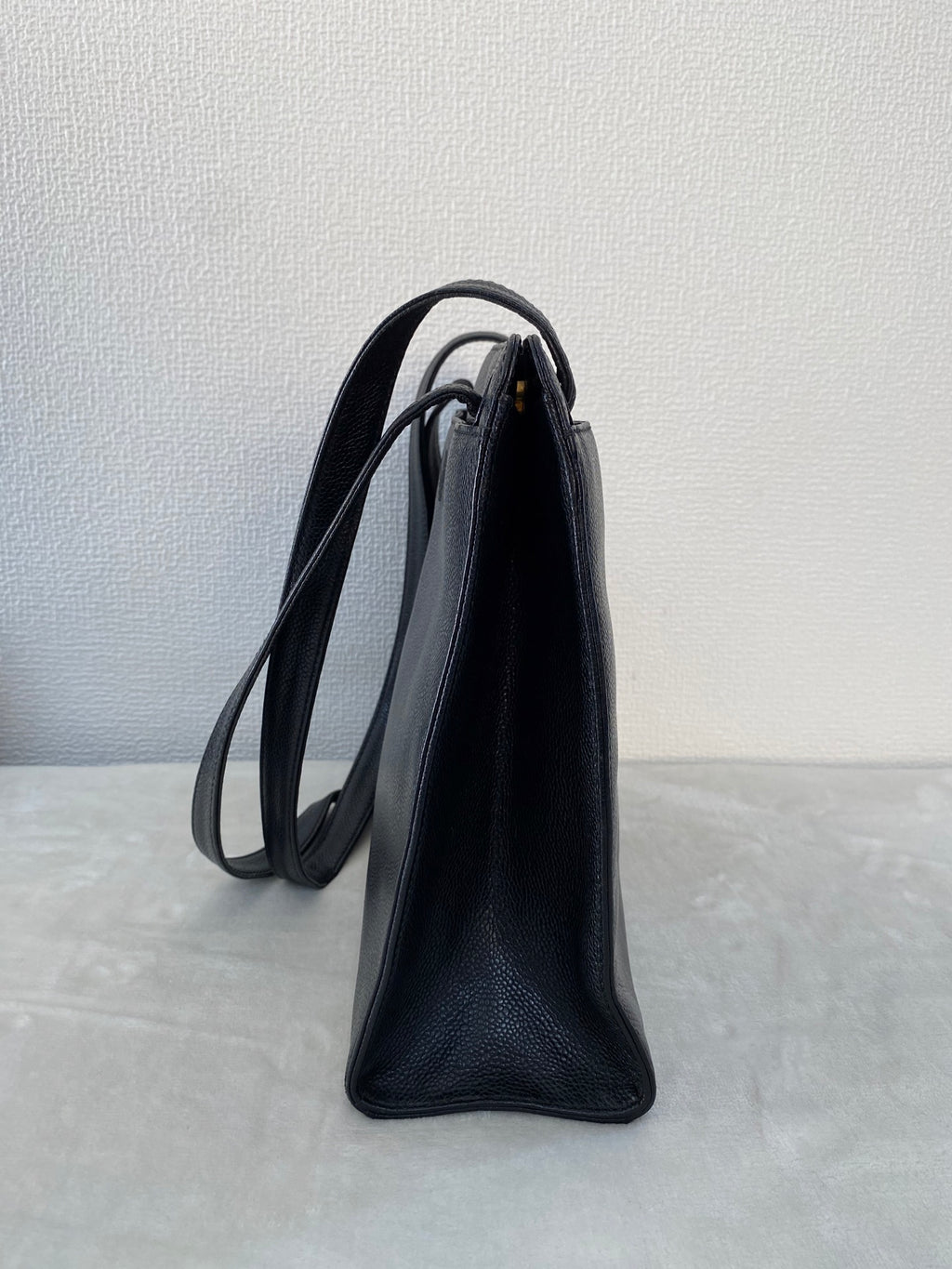 Vintage Chanel Black Caviar Skin Black Tote Bag, A5 Size