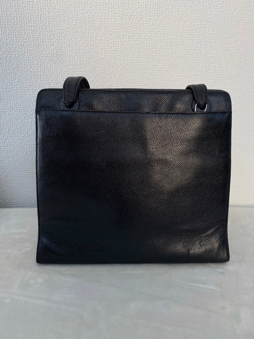 Vintage Chanel Black Caviar Skin Black Tote Bag, A5 Size