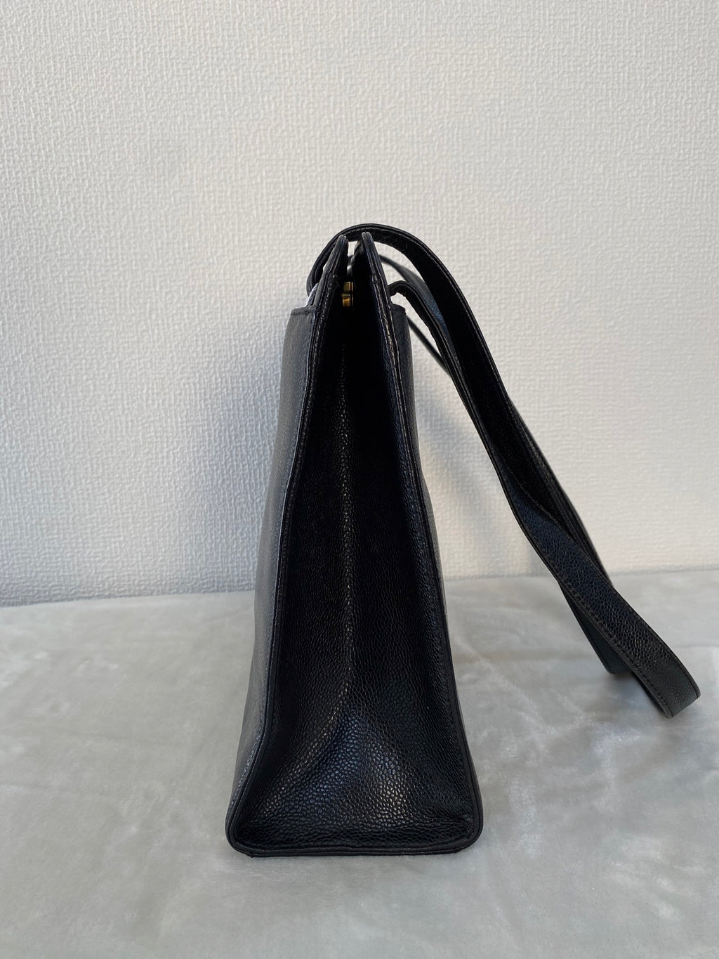 Vintage Chanel Black Caviar Skin Black Tote Bag, A5 Size