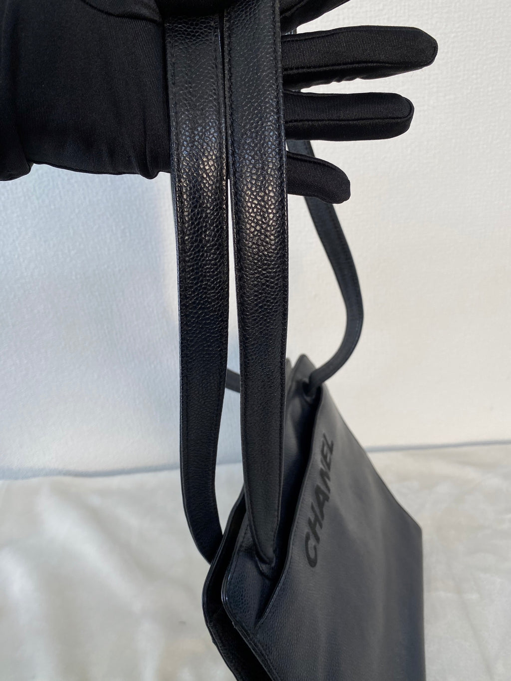 Vintage Chanel Black Caviar Skin Black Tote Bag, A5 Size