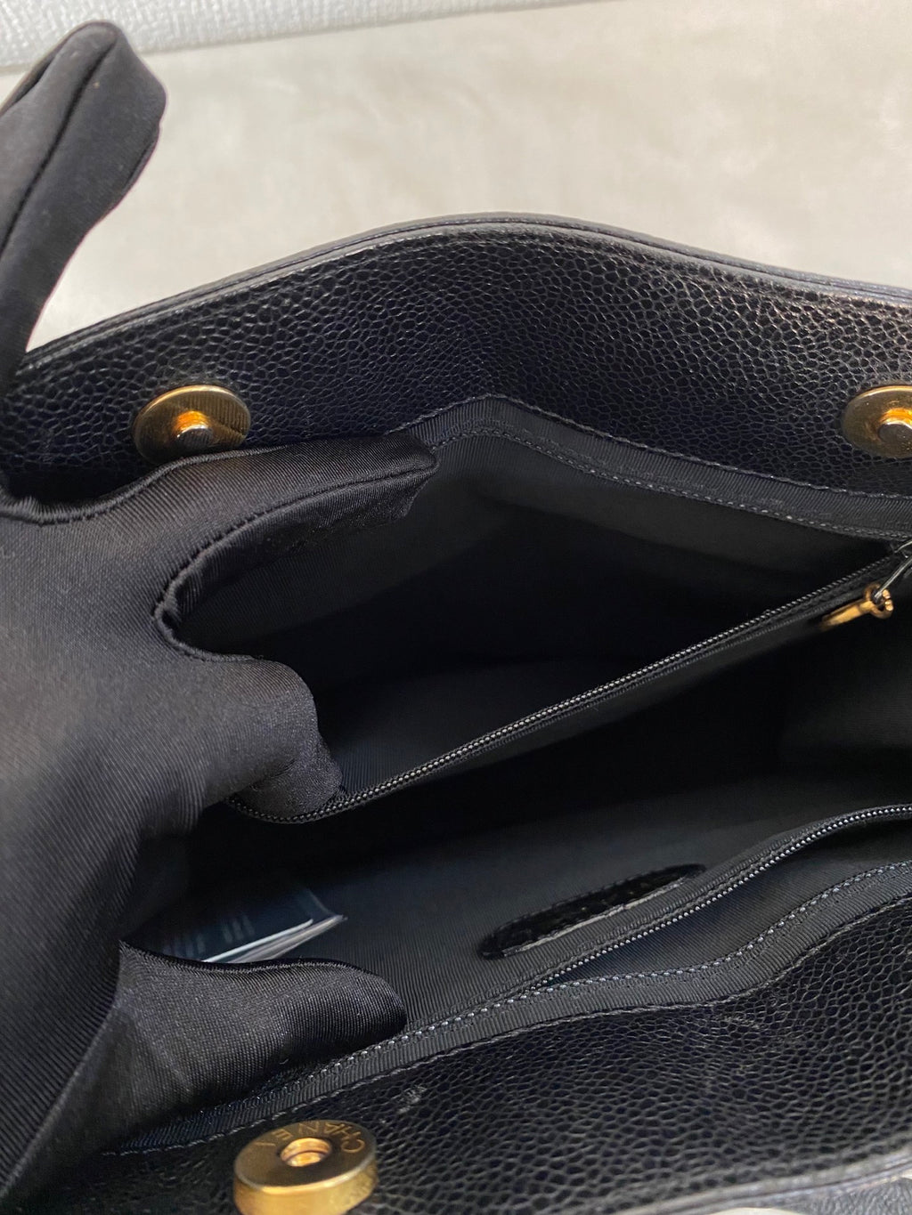 Vintage Chanel Black Caviar Skin Black Tote Bag, A5 Size