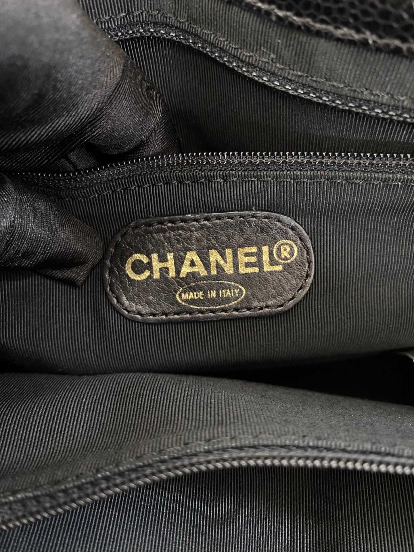 Vintage Chanel Black Caviar Skin Black Tote Bag, A5 Size