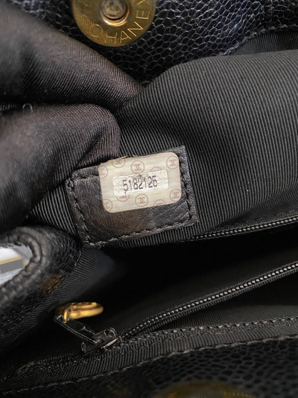 Vintage Chanel Black Caviar Skin Black Tote Bag, A5 Size
