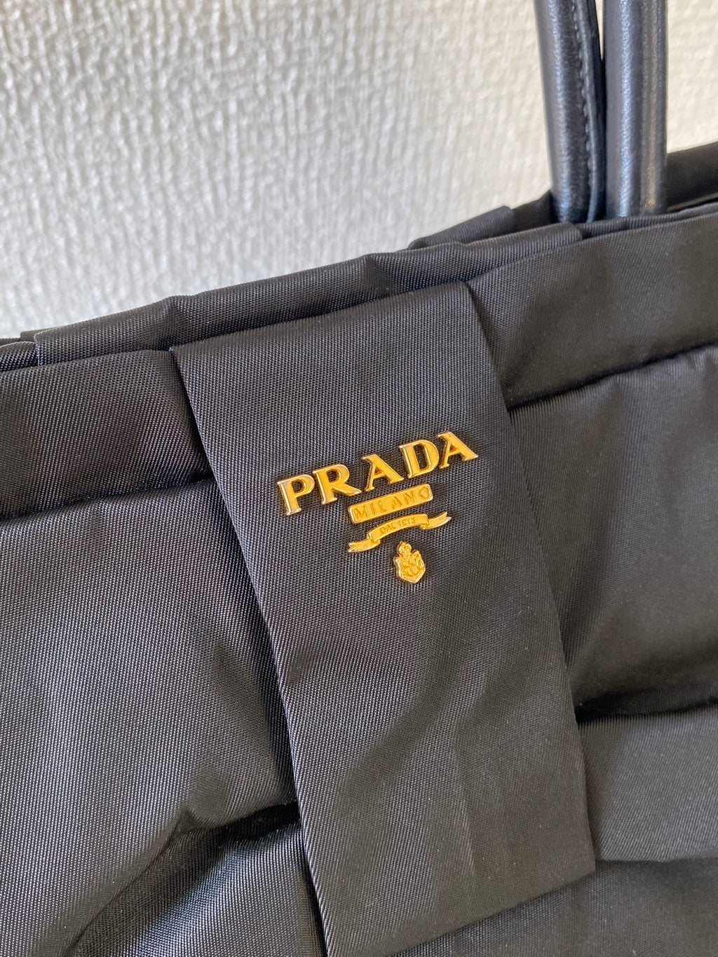 Prada Pocono Tessuto Nylon Ribbon Handbag Black