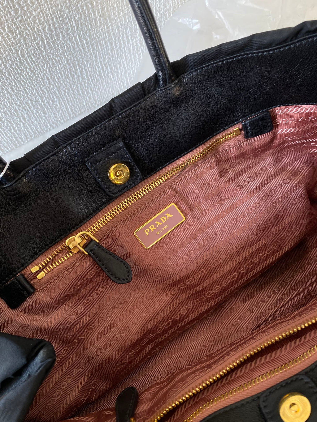 Prada Pocono Tessuto Nylon Ribbon Handbag Black