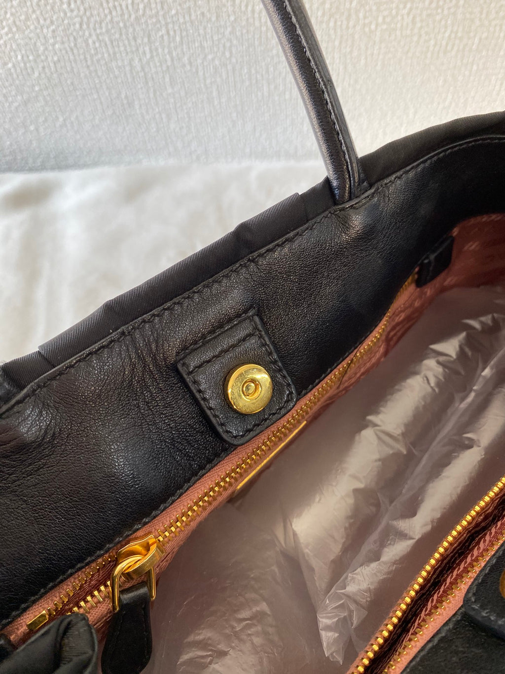 Prada Pocono Tessuto Nylon Ribbon Handbag Black