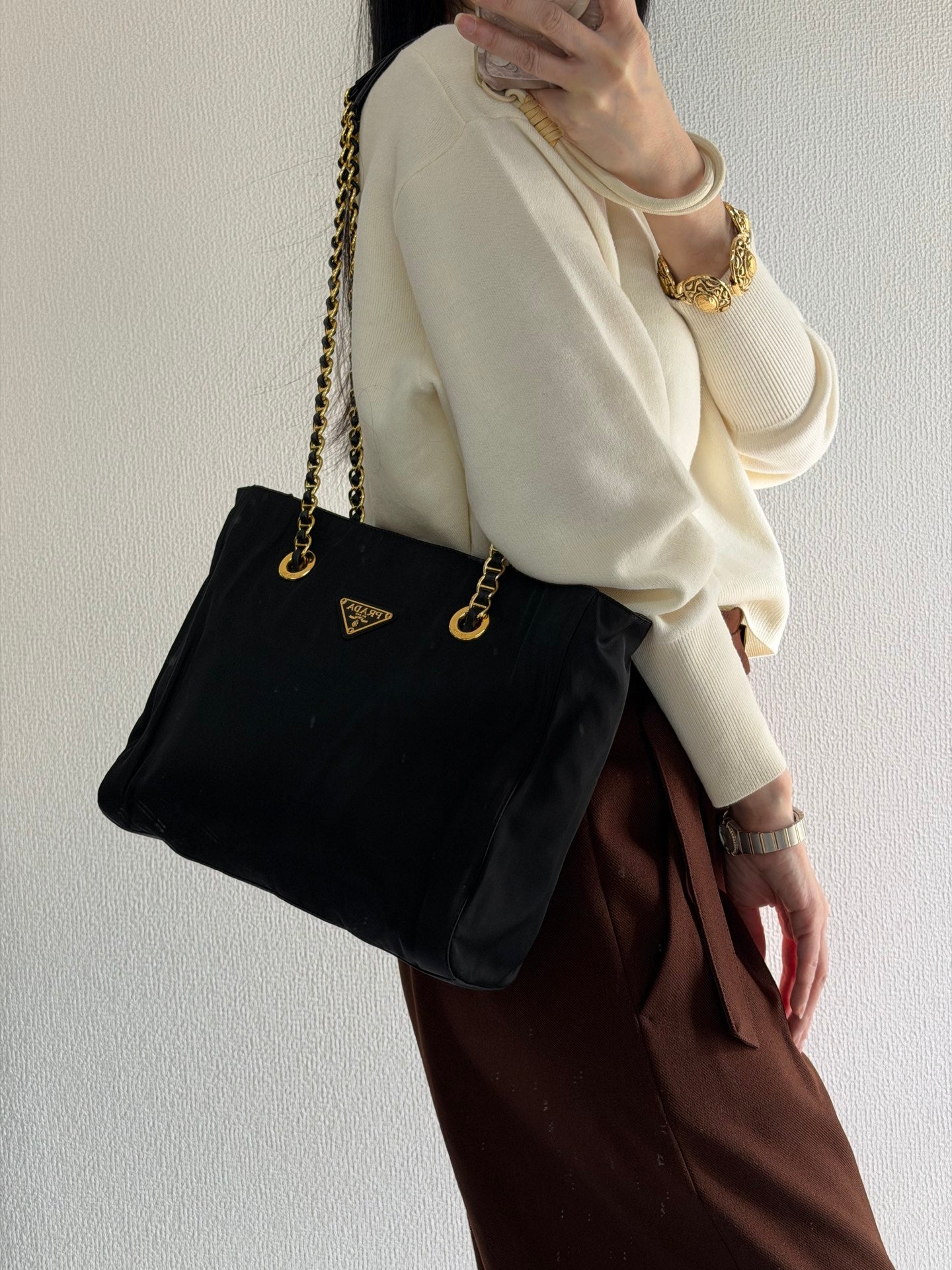 Prada Bolsa Prada Nylon Tote Preta