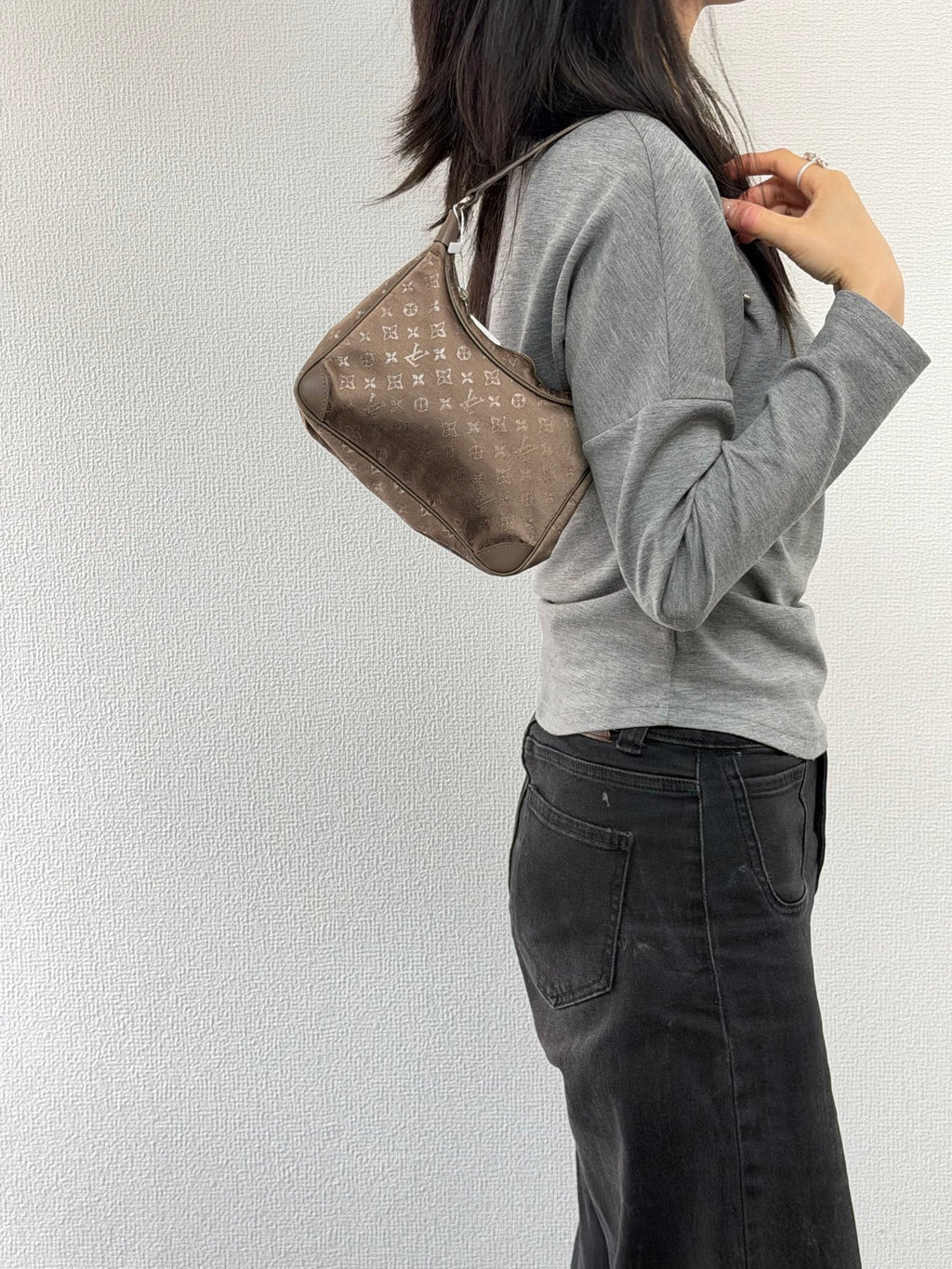 LOUIS VUITTON Brown SatinMini Boulogne Bag Monogramm