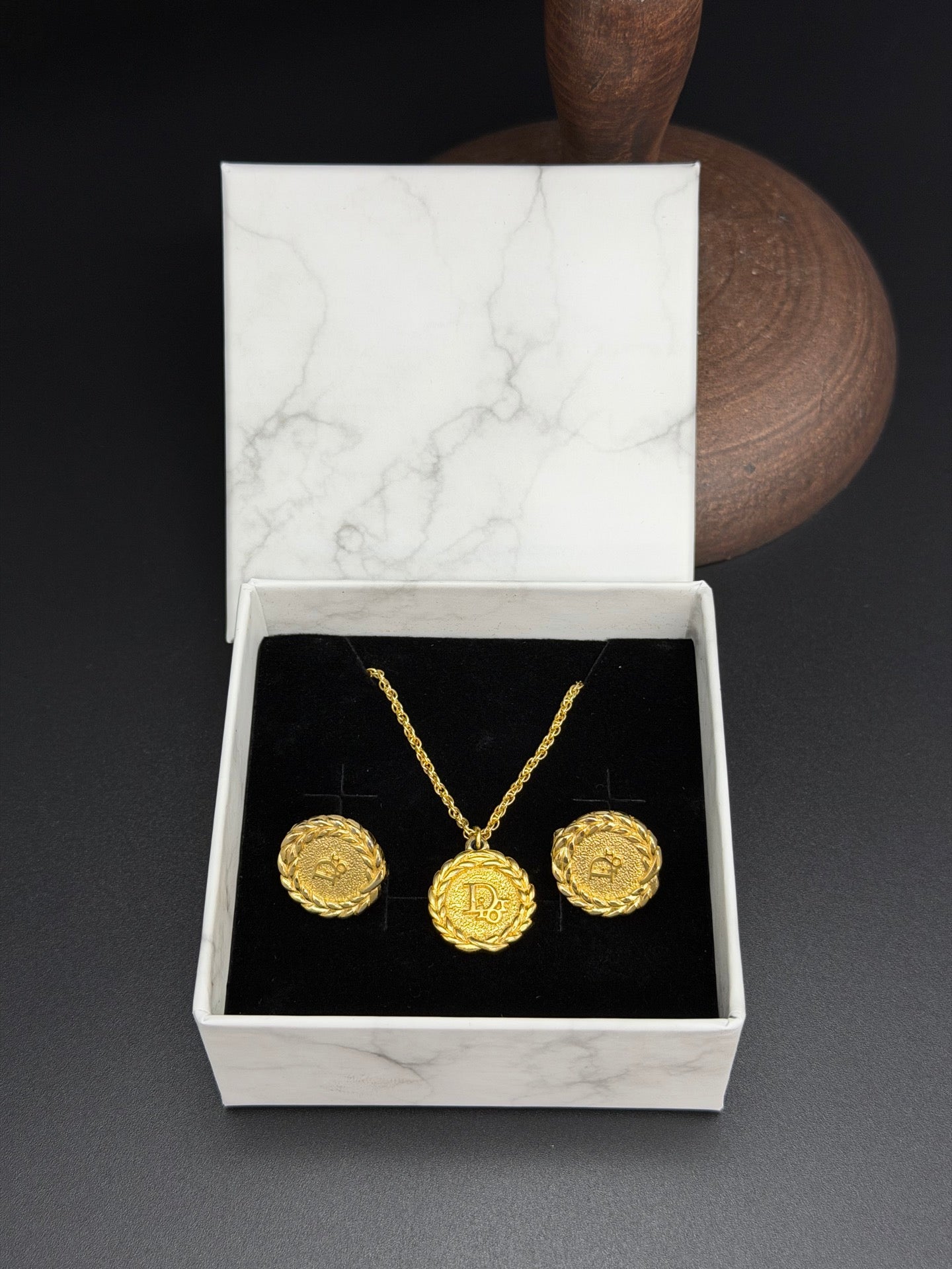 CHRISTIAN DIOR CD Logo Necklace &Earring Set