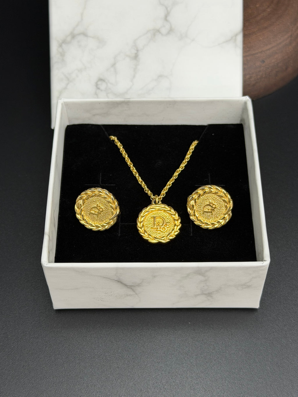 CHRISTIAN DIOR CD Logo Necklace &Earring Set