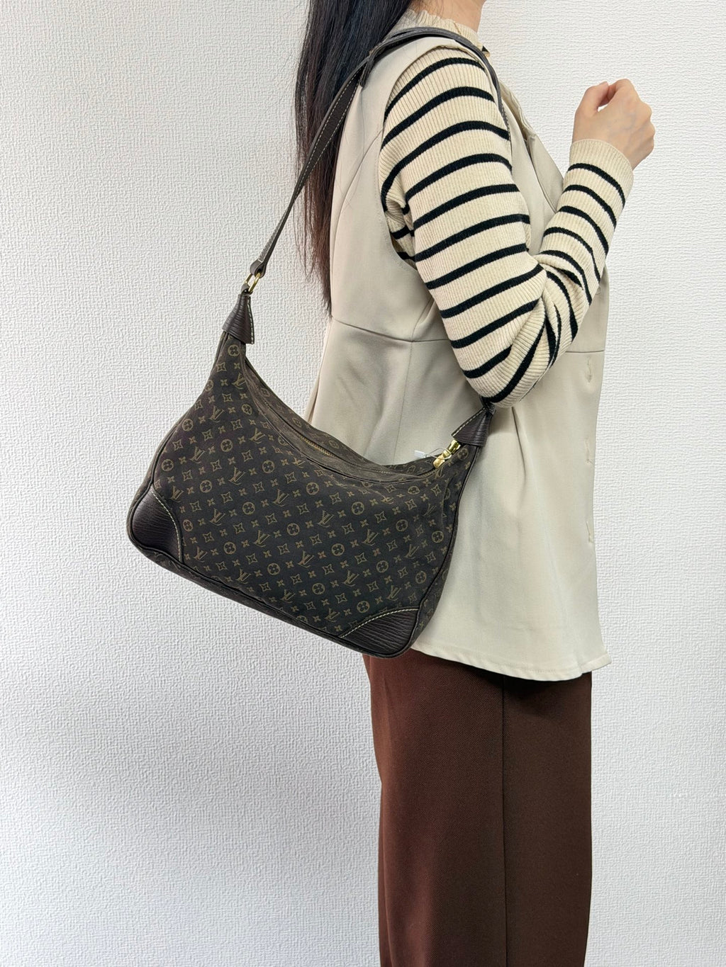 LOUIS VUITTON Brown Denim Boulogne Monogram Bag