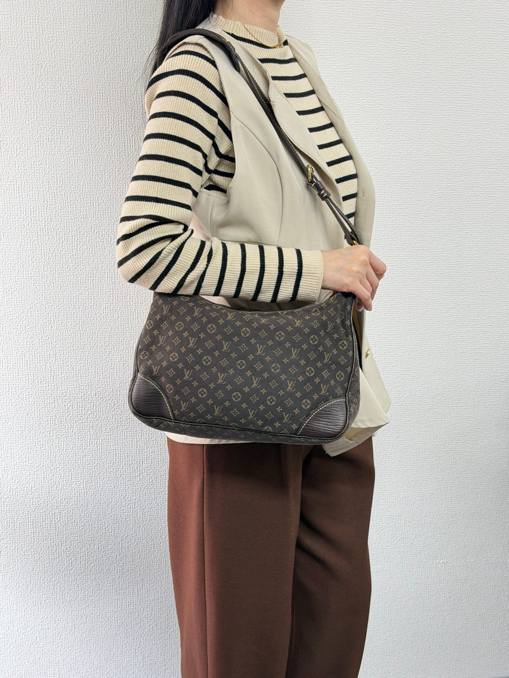LOUIS VUITTON Brown Denim Boulogne Monogram Bag