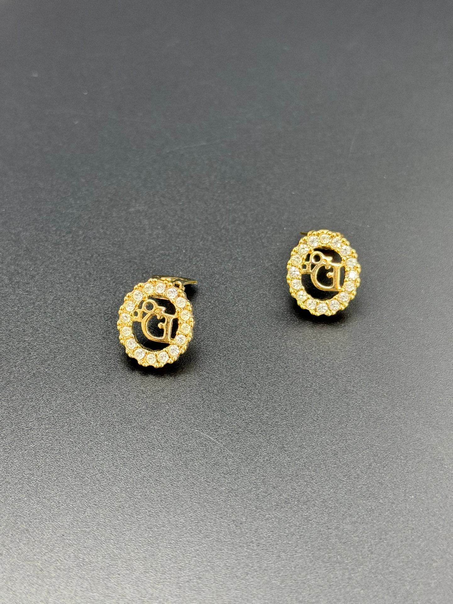 CHRISTIAN DIOR Black Disc Earring