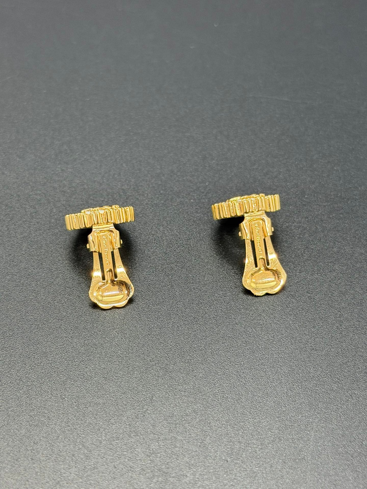 CHRISTIAN DIOR Black Disc Earring