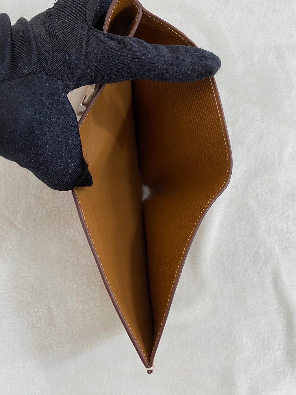 HERMES Genuine Brown Trifold Wallet