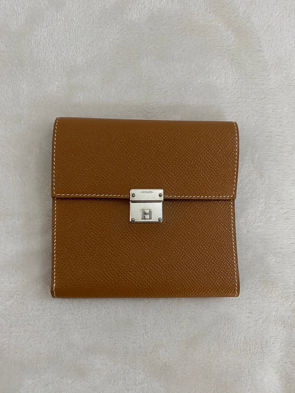 HERMES Genuine Brown Trifold Wallet
