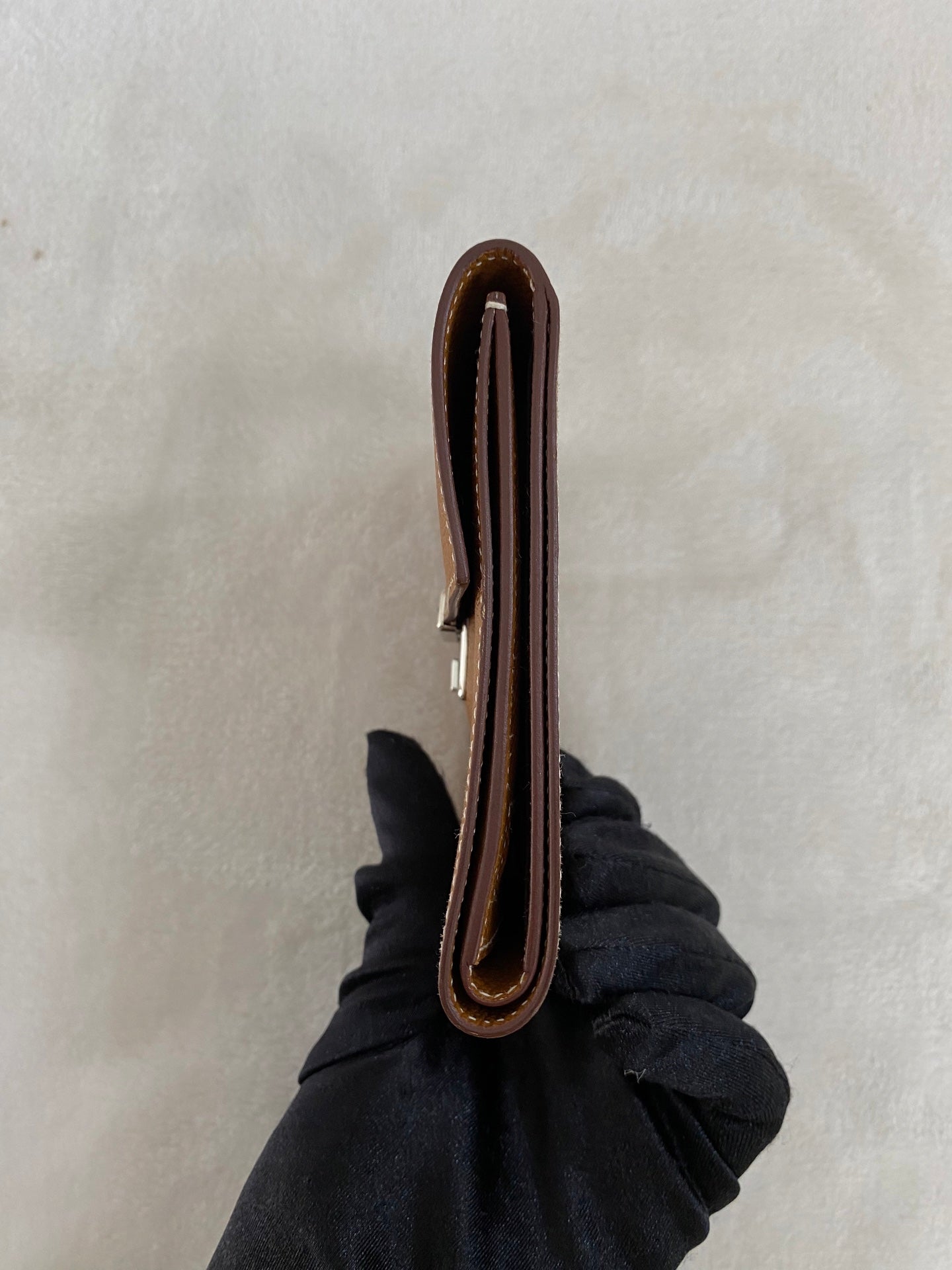 HERMES Genuine Brown Trifold Wallet