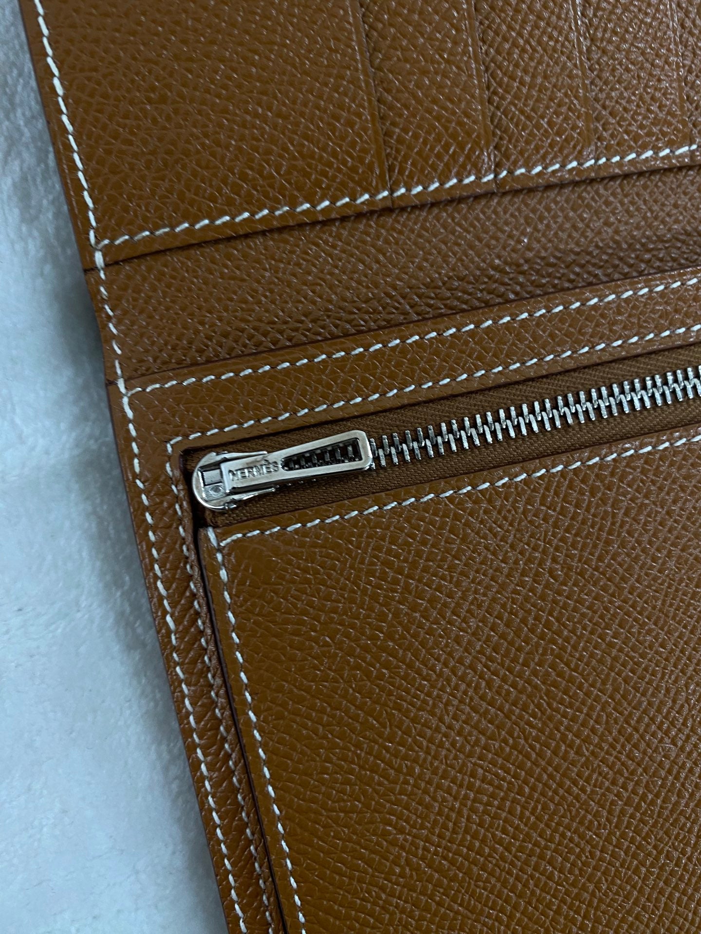 HERMES Genuine Brown Trifold Wallet