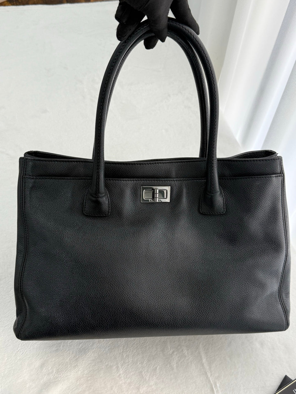 Chanel Shopping Bag Cerf Caviar Black Leather Tote