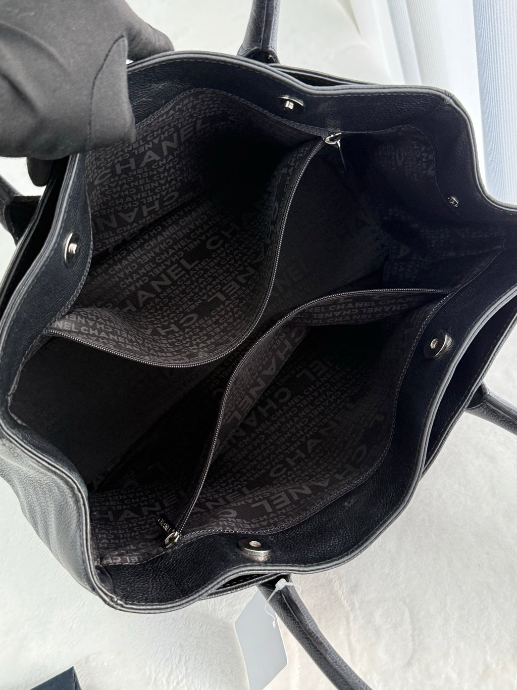 Chanel Shopping Bag Cerf Caviar Black Leather Tote