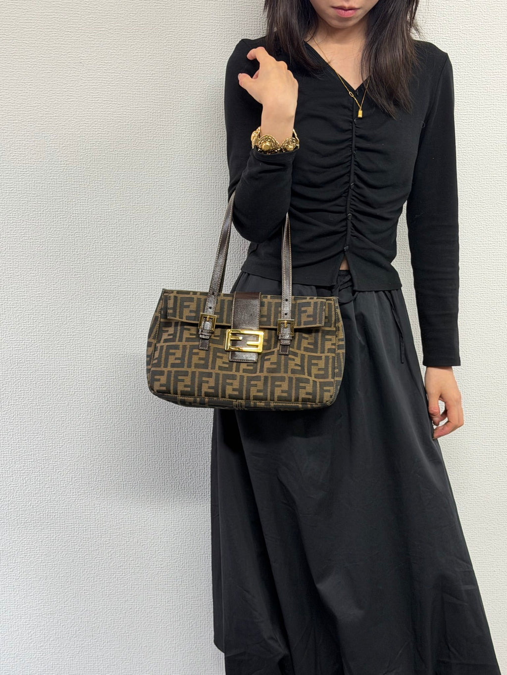 FENDI ZUCCA Baguette Handbag