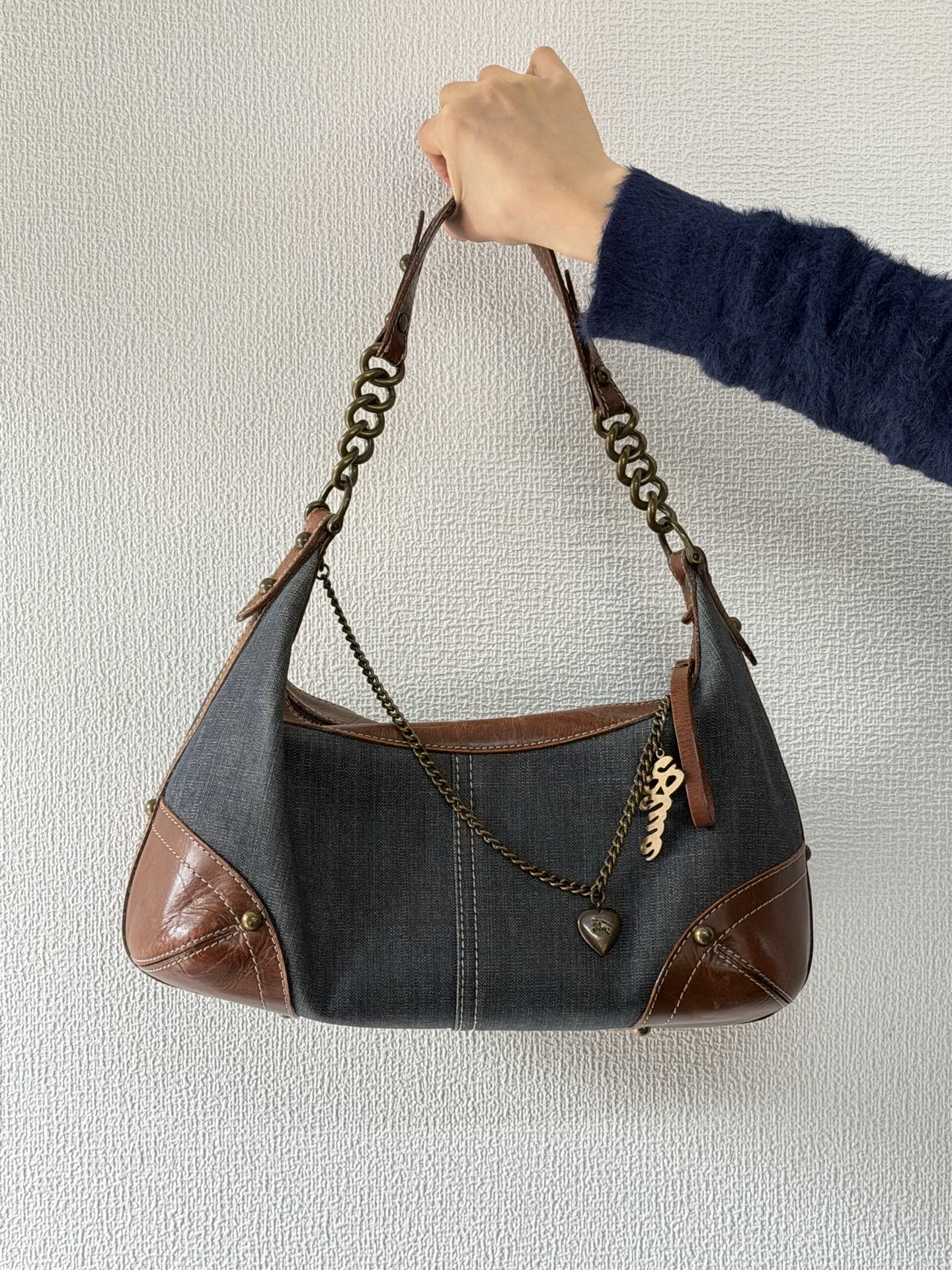 BURBERRY Blue Label Denim Leather Shoulderbag