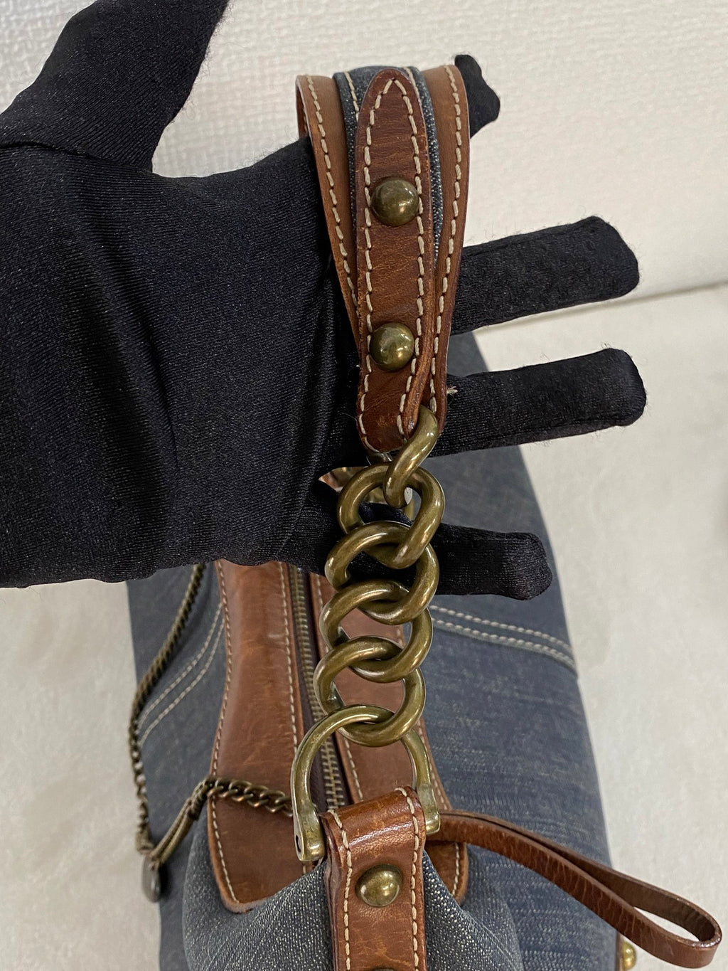 BURBERRY Blue Label Denim Leather Shoulderbag