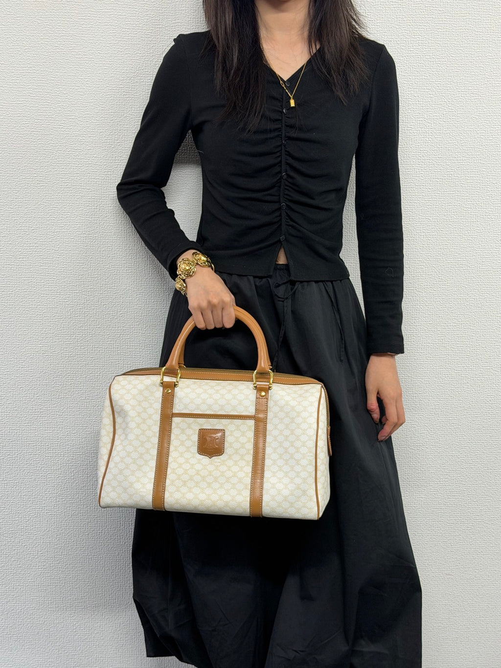 CELINE Macadam White Triomphe Handbag