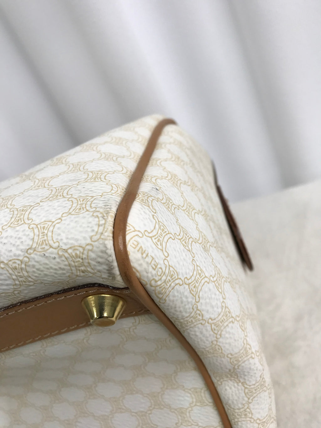 CELINE Macadam White Triomphe Handbag