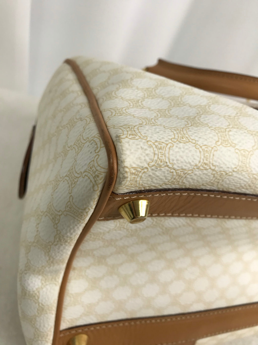 CELINE Macadam White Triomphe Handbag