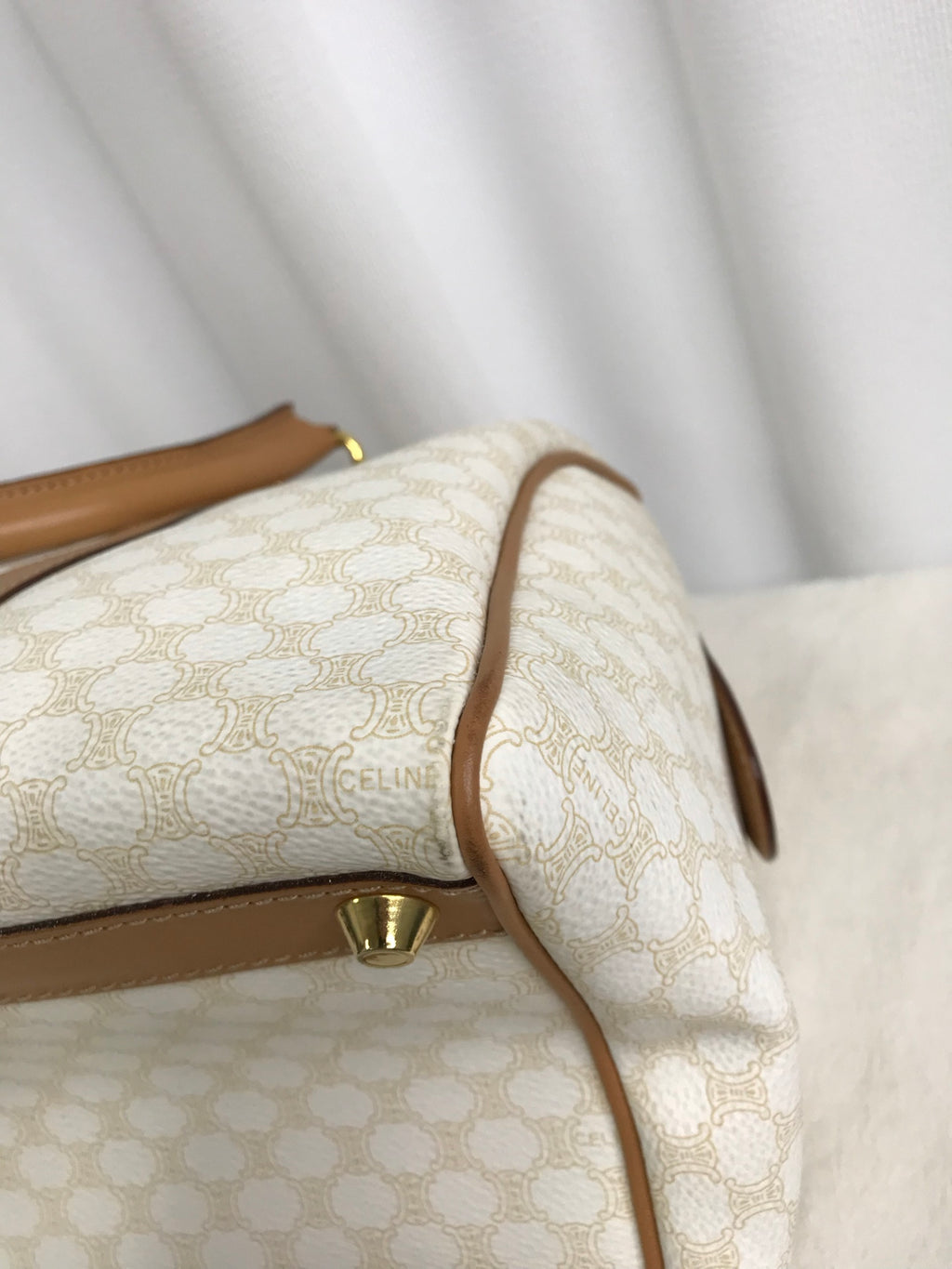 CELINE Macadam White Triomphe Handbag