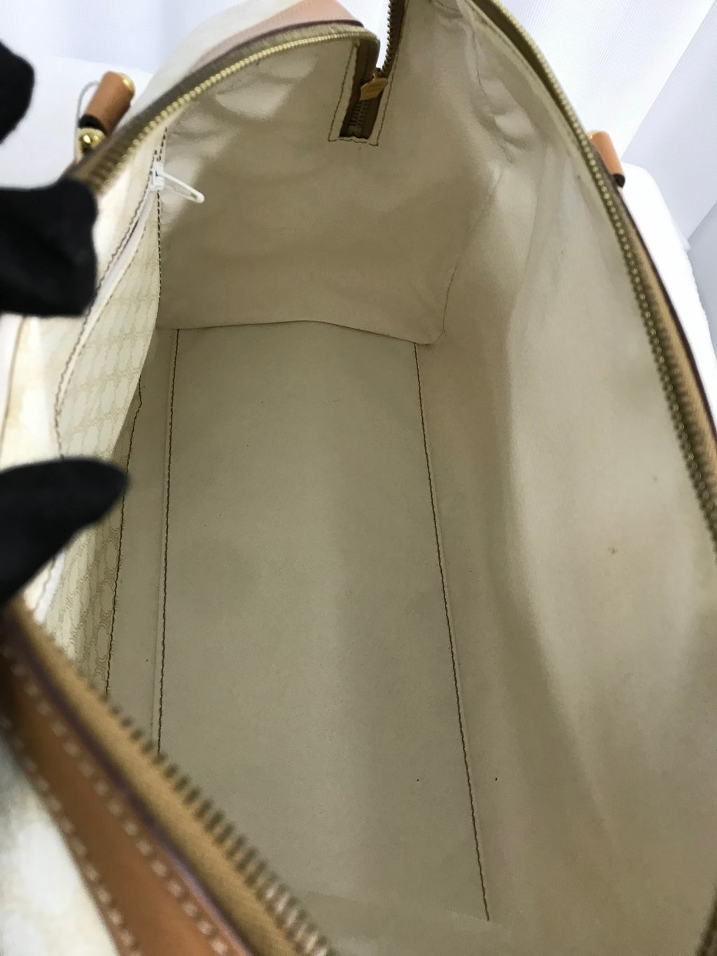 CELINE Macadam White Triomphe Handbag