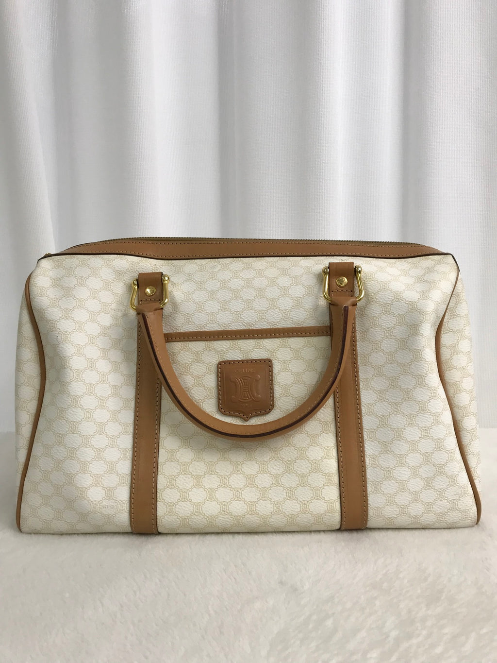 CELINE Macadam White Triomphe Handbag