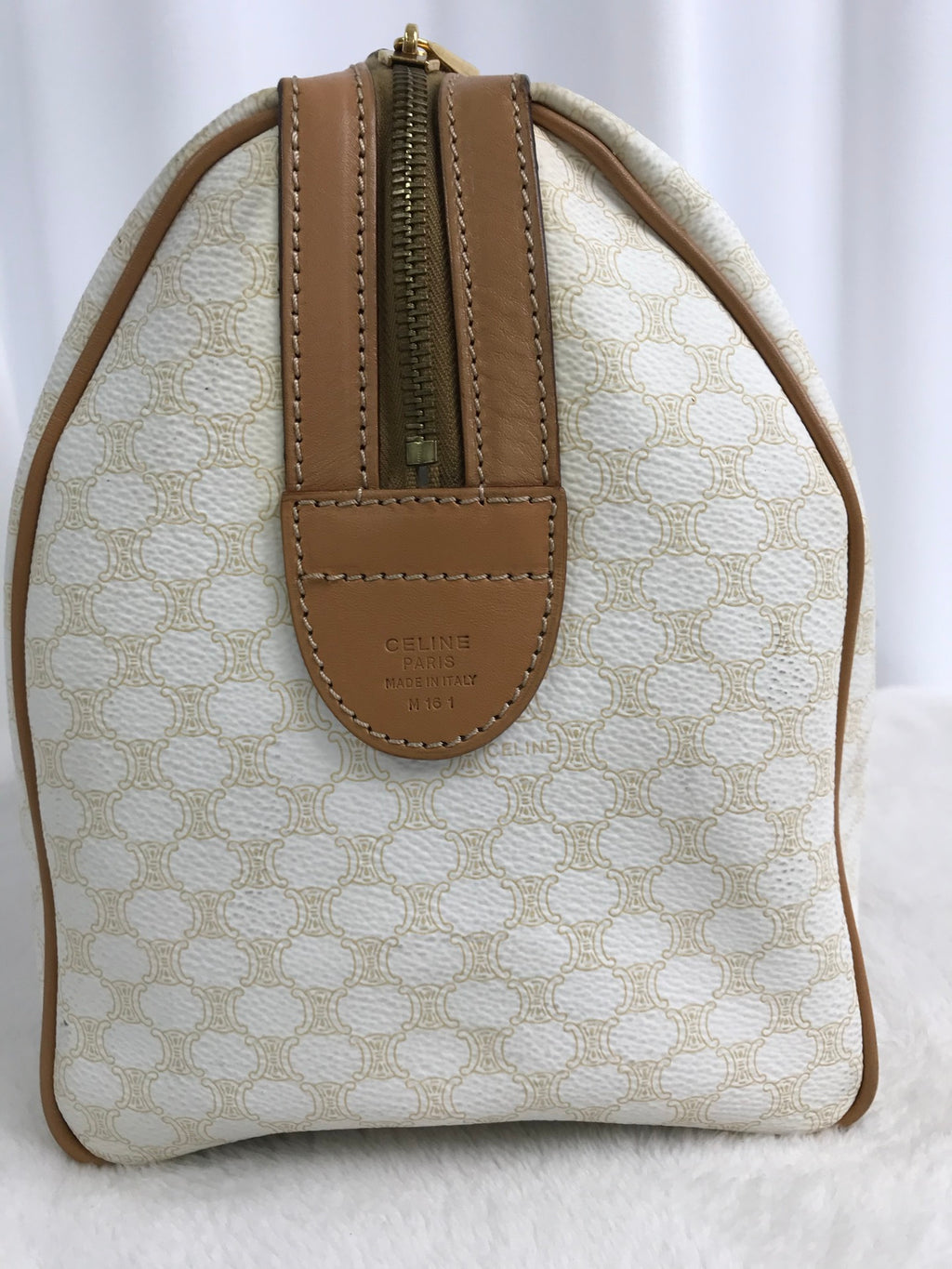 CELINE Macadam White Triomphe Handbag