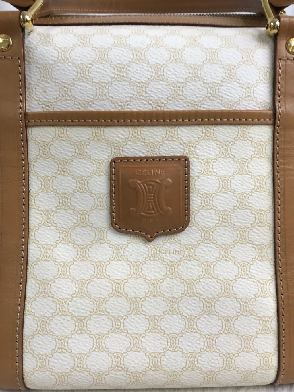 CELINE Macadam White Triomphe Handbag